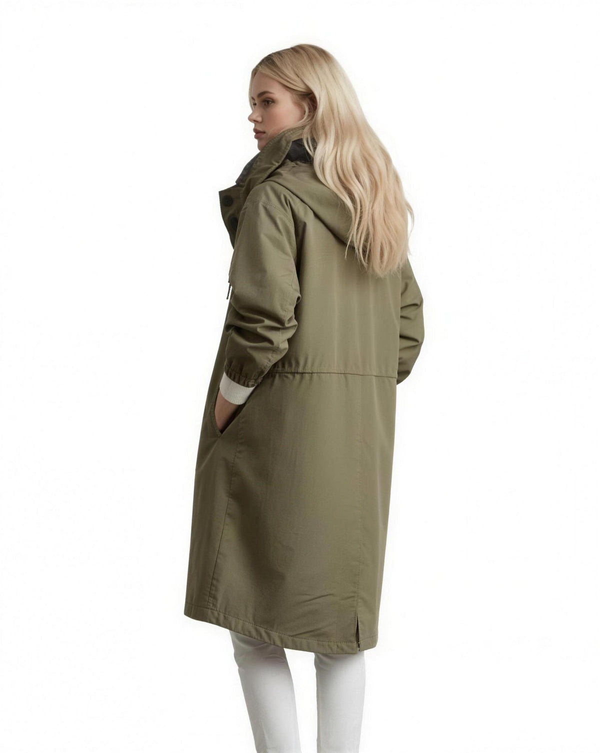 Trench Coat Long Femme, coloris Vert