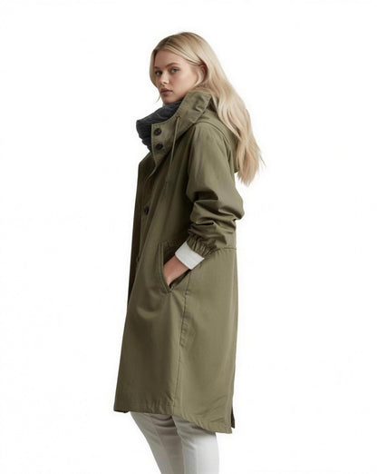 Trench Coat Long Femme, coloris Vert