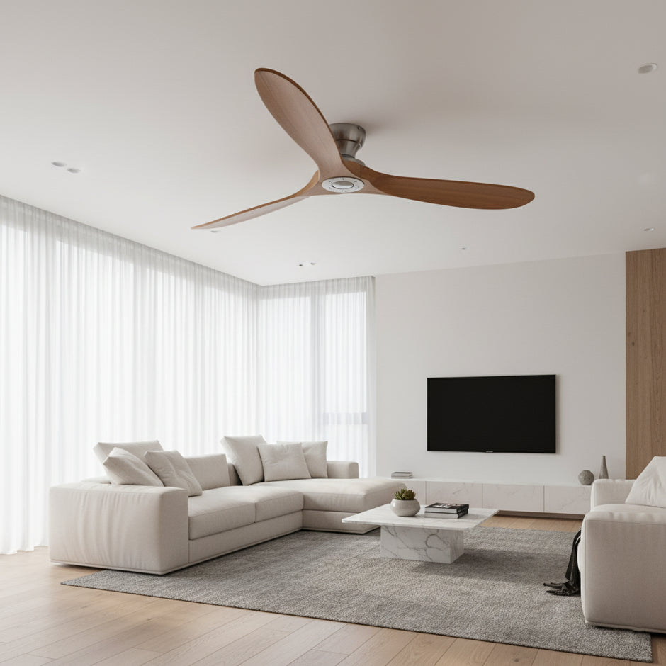 Ventilateur de Plafond Bois Massif & LED