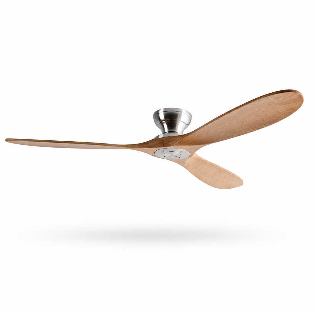 Ventilateur de Plafond en Bois Massif – Réversible Été/Hiver, 6 Vitesses, Télécommande & 25 dB