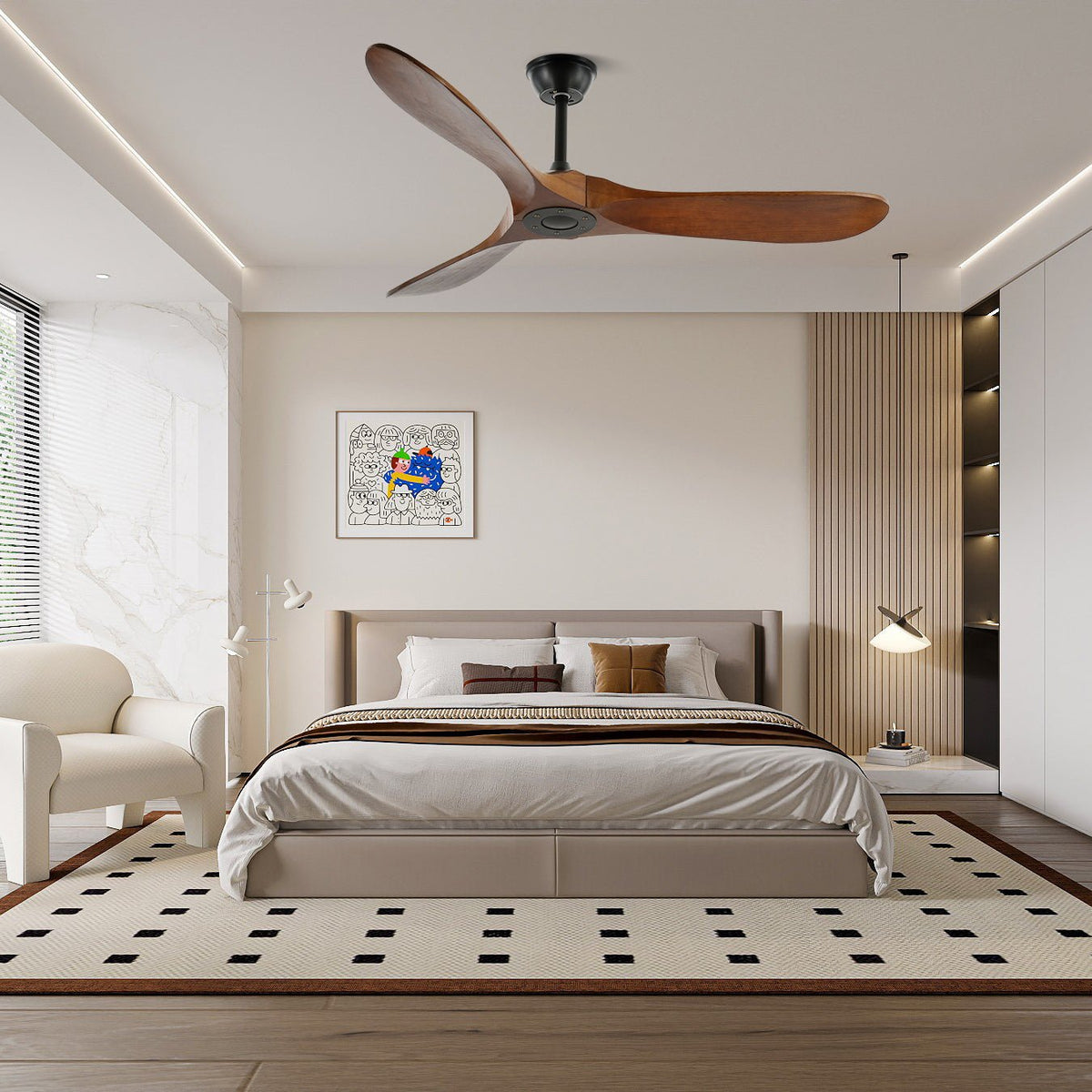 Ventilateur de Plafond en Bois Noyer