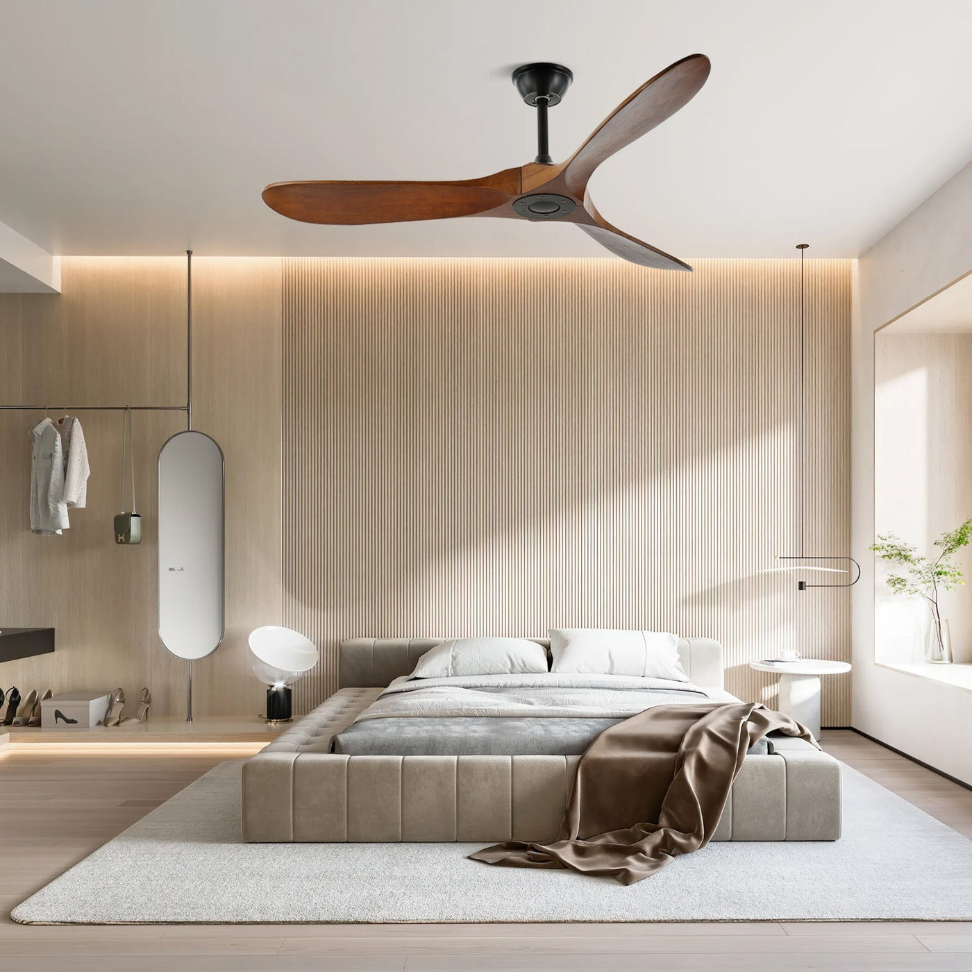 Ventilateur de Plafond en Bois Noyer