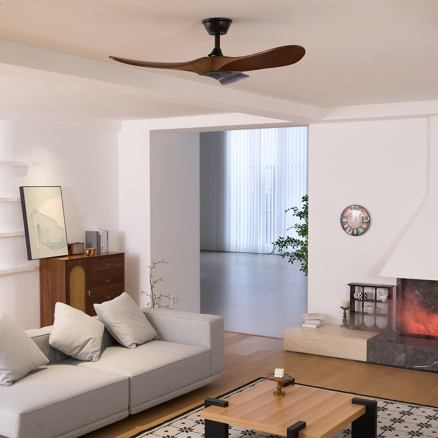 Ventilateur de Plafond en Bois Noyer