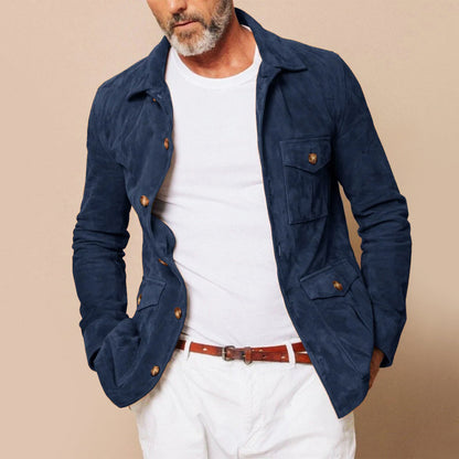 Veste Safari Homme – Daim Doux & Multi-Poches, Style Aventurier Chic