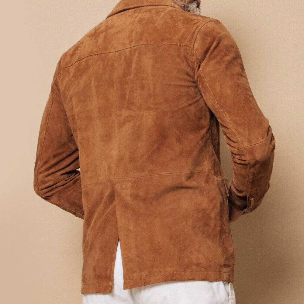 Veste Safari Homme – Daim Doux & Multi-Poches, Style Aventurier Chic