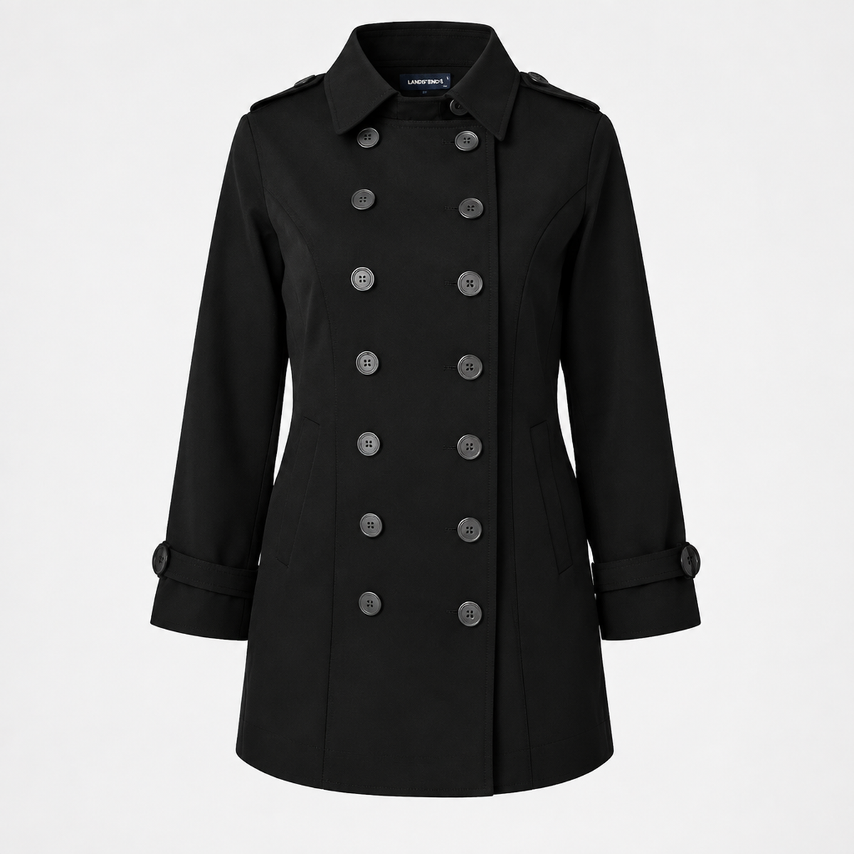 Trench femme noir, vue studio