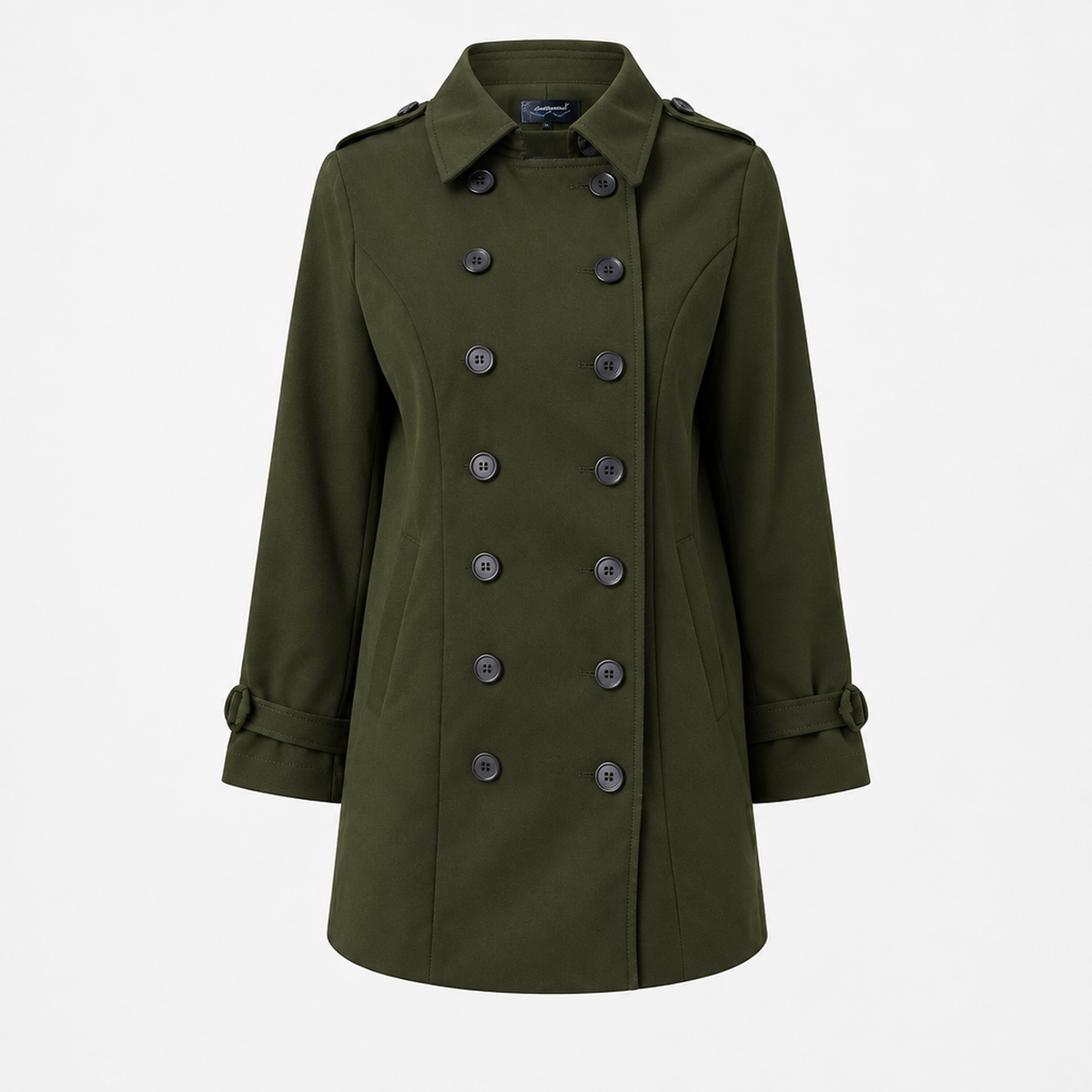 Trench femme vert, vue studio