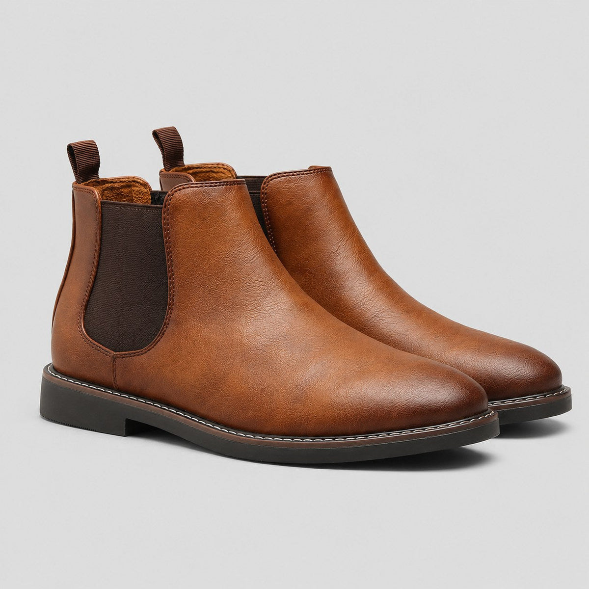 Bottines homme Chelsea coloris Marron, vue profil