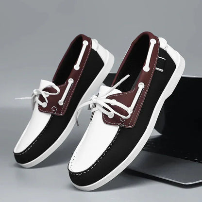 Chaussures bateau homme éco-cuir coloris Gris, vue profil