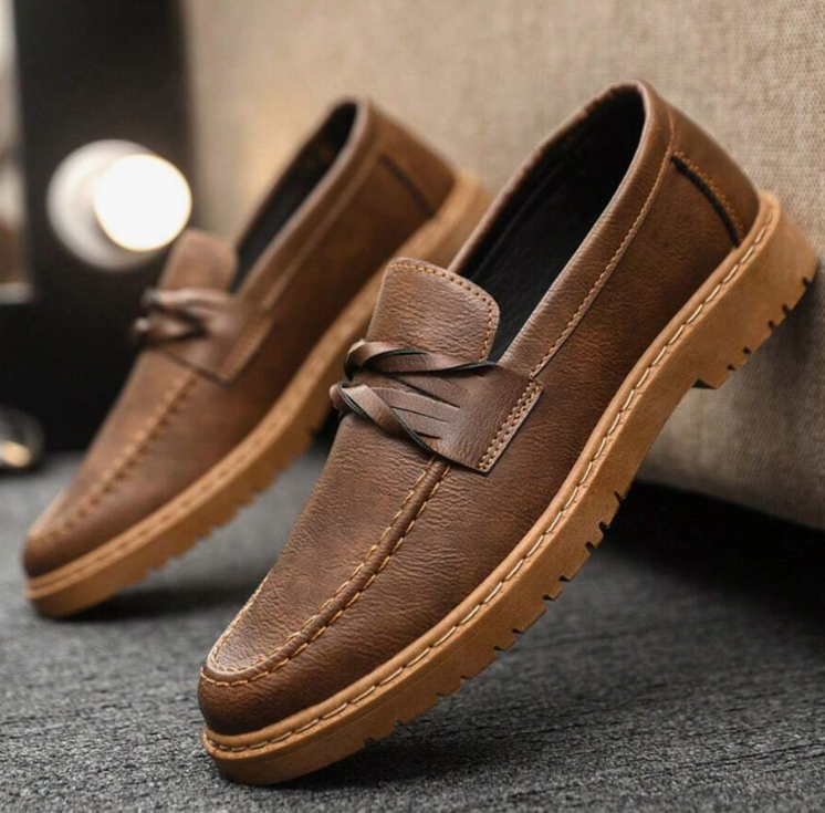 Mocassins homme à nœud marron
