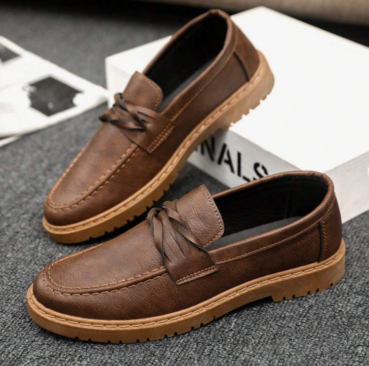 Mocassins homme à nœud marron