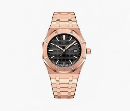 Montre Homme Élégante à Bracelet Intégré, Or rose / Noir