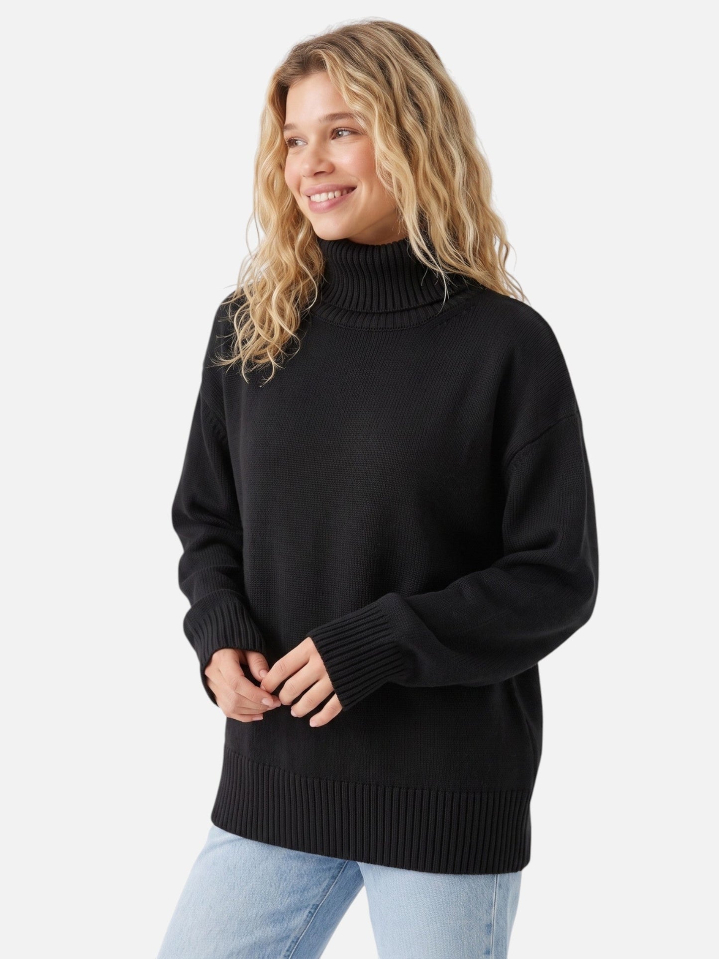 Pull femme col roulé oversize, coloris disponibles