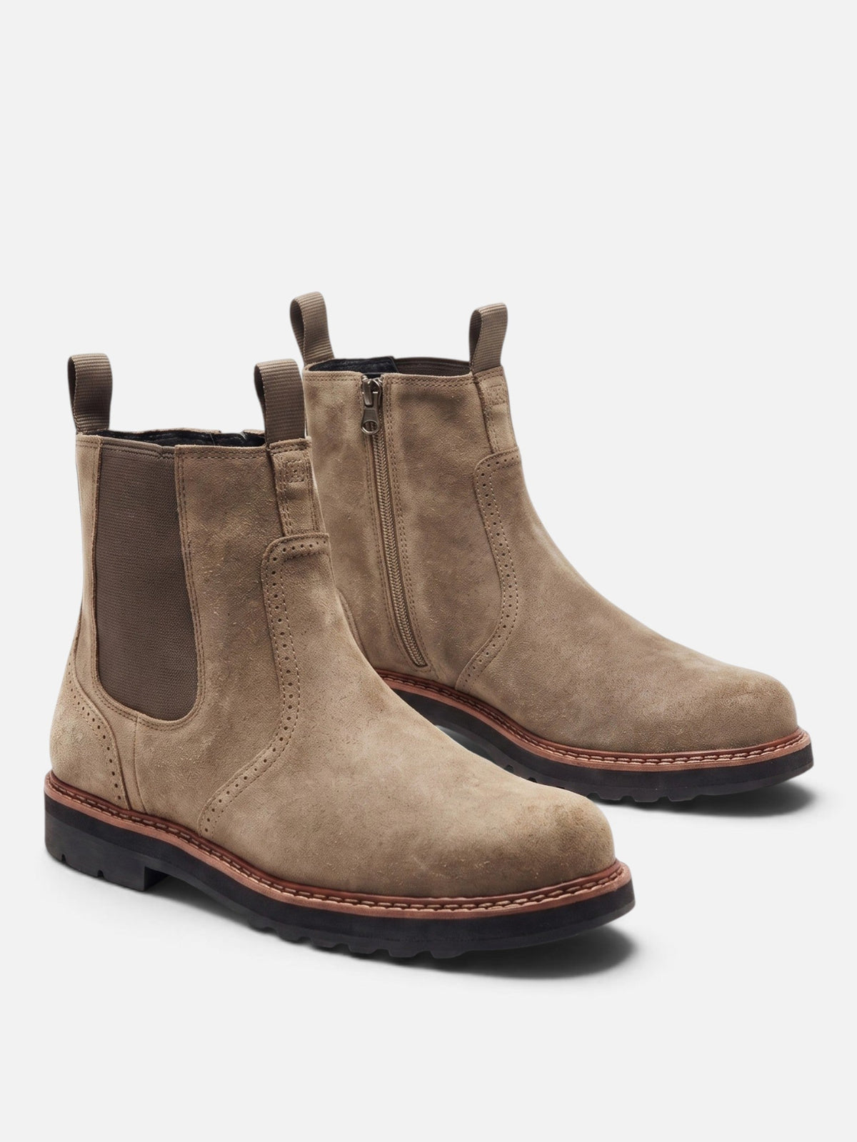 bottines chelsea homme aspect cuir et daim, coloris kaki