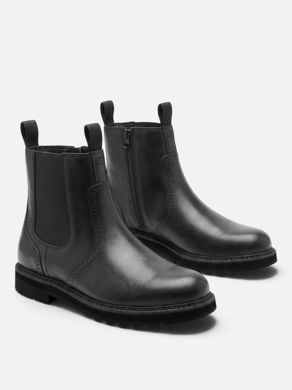 bottines chelsea homme aspect cuir et daim, coloris noir