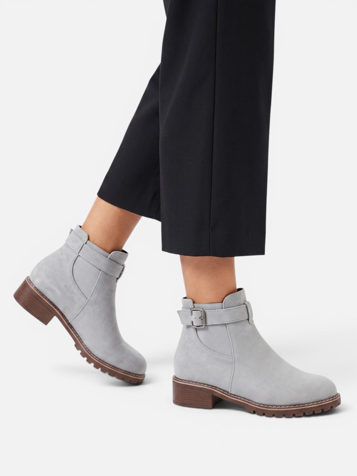 bottines Chelsea femme aspect daim, semelle crantée
