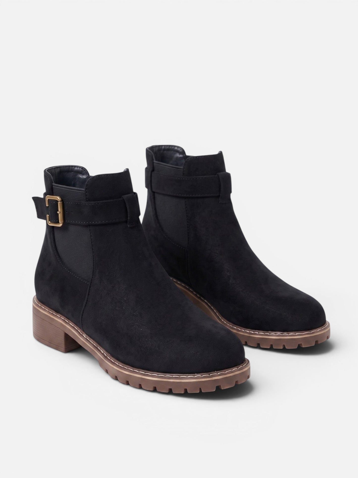 bottines Chelsea femme aspect daim, coloris noir, vue de face