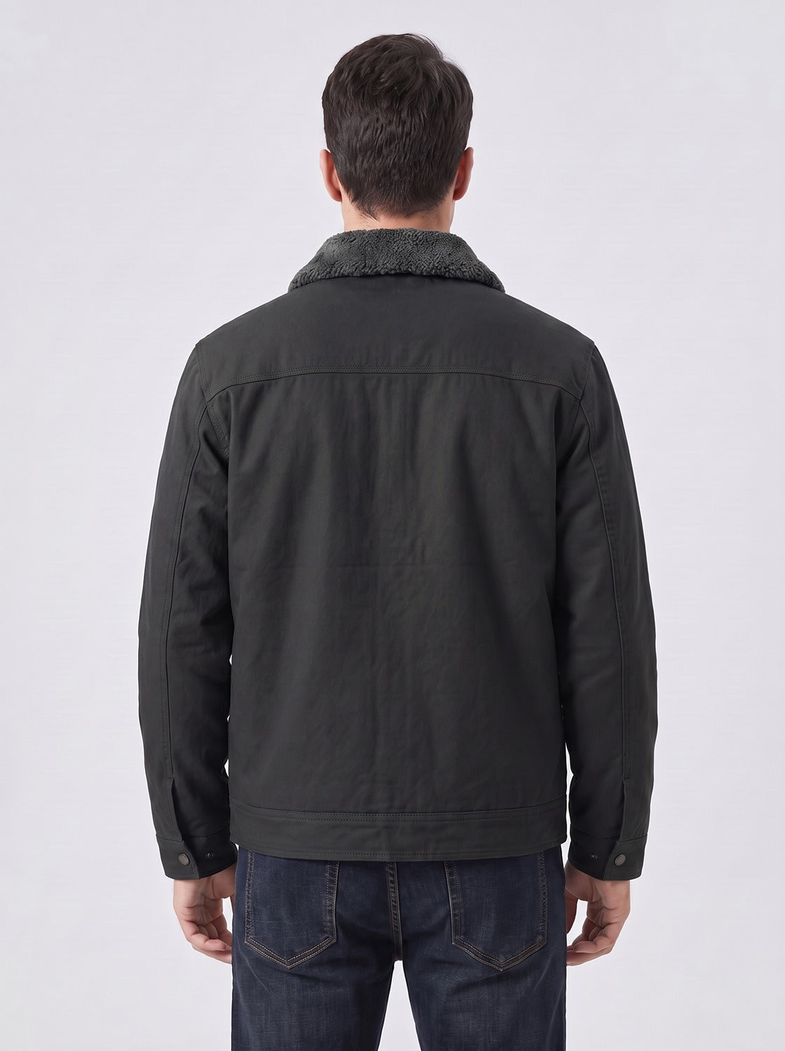 Veste de travail homme noire avec doublure polaire, vue de dos