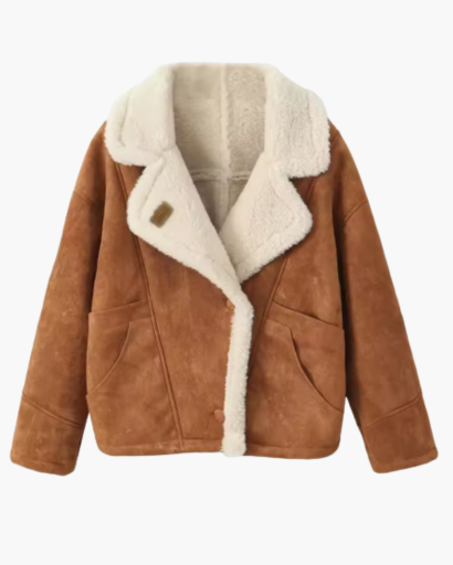 Veste en suédine doublée en laine synthétique – Élégance et confort hivernal