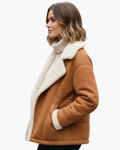 Veste en suédine doublée en laine synthétique – Élégance et confort hivernal