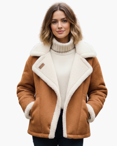 Veste en suédine doublée en laine synthétique – Élégance et confort hivernal