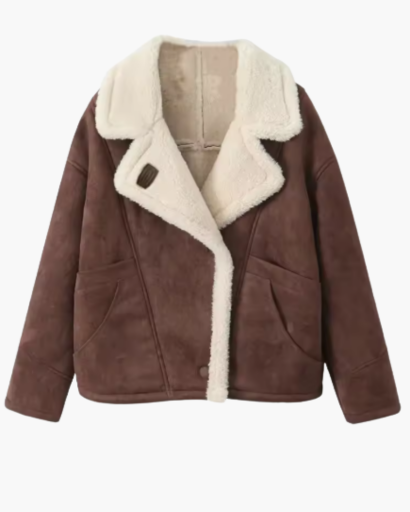 Veste en suédine doublée en laine synthétique – Élégance et confort hivernal