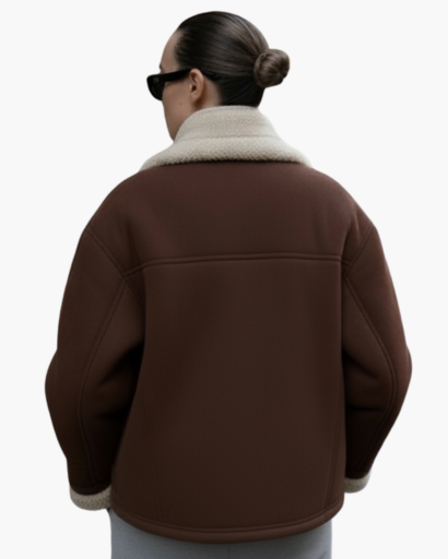 Veste en suédine doublée en laine synthétique – Élégance et confort hivernal