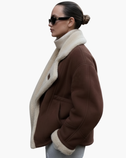 Veste en suédine doublée en laine synthétique – Élégance et confort hivernal