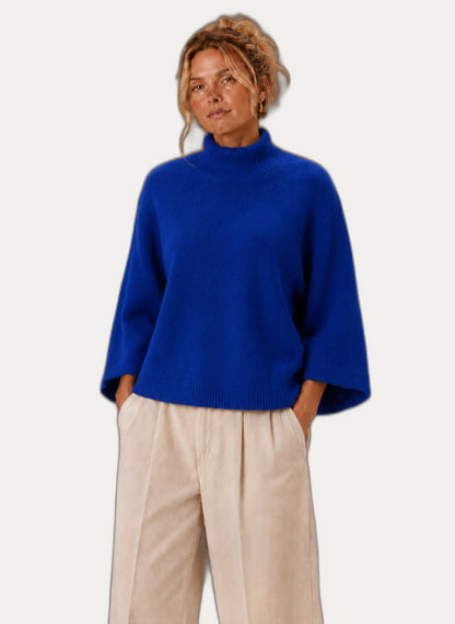 Pull-over en tricot épais pour femme - Col montant décontracté