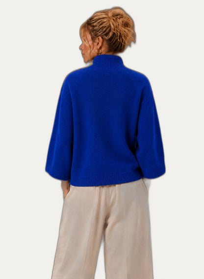 Pull-over en tricot épais pour femme - Col montant décontracté