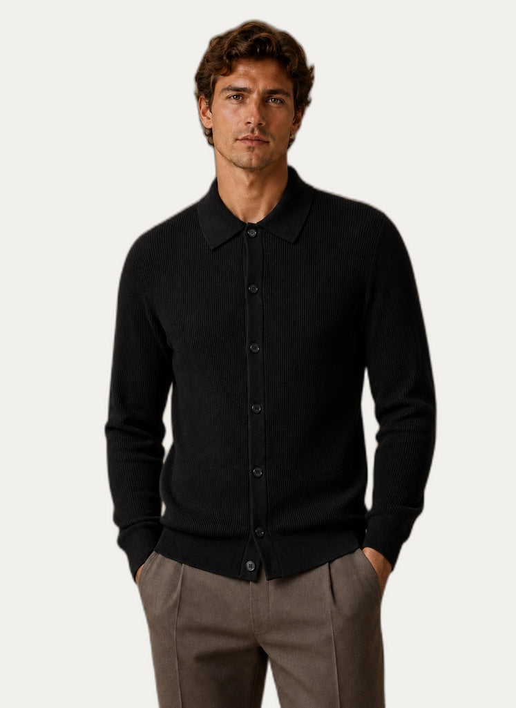 Cardigan pour homme à manches longues - Fermeture à boutons et col en V