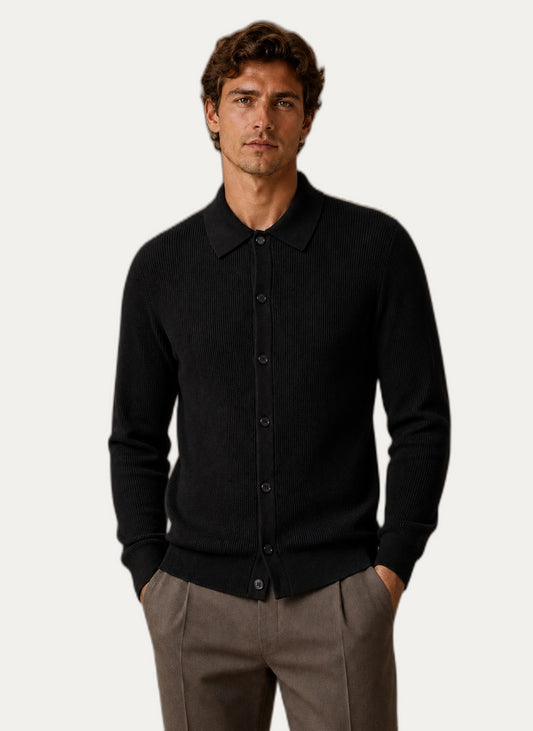 Cardigan pour homme à manches longues - Fermeture à boutons et col en V