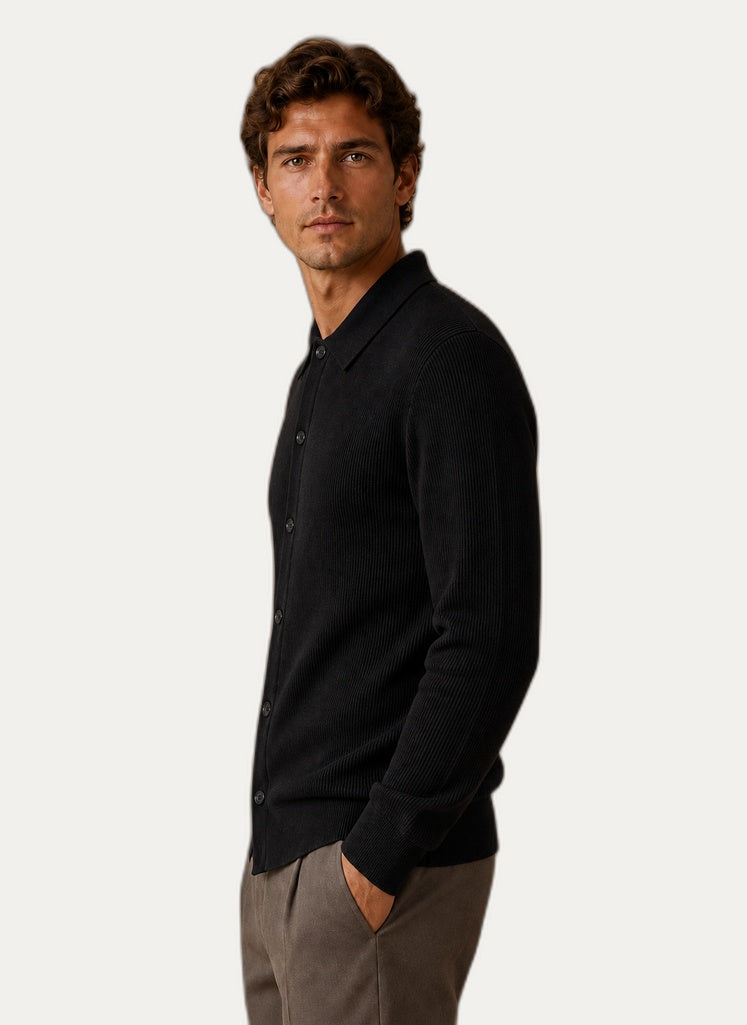 Cardigan pour homme à manches longues - Fermeture à boutons et col en V