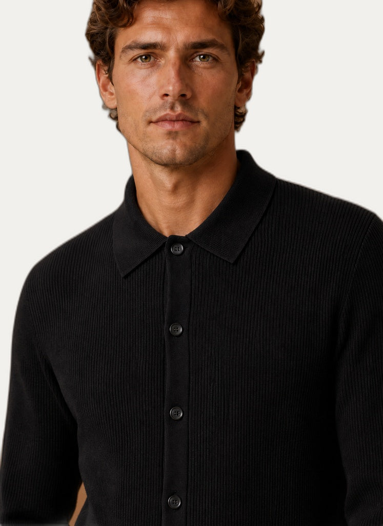 Cardigan pour homme à manches longues - Fermeture à boutons et col en V