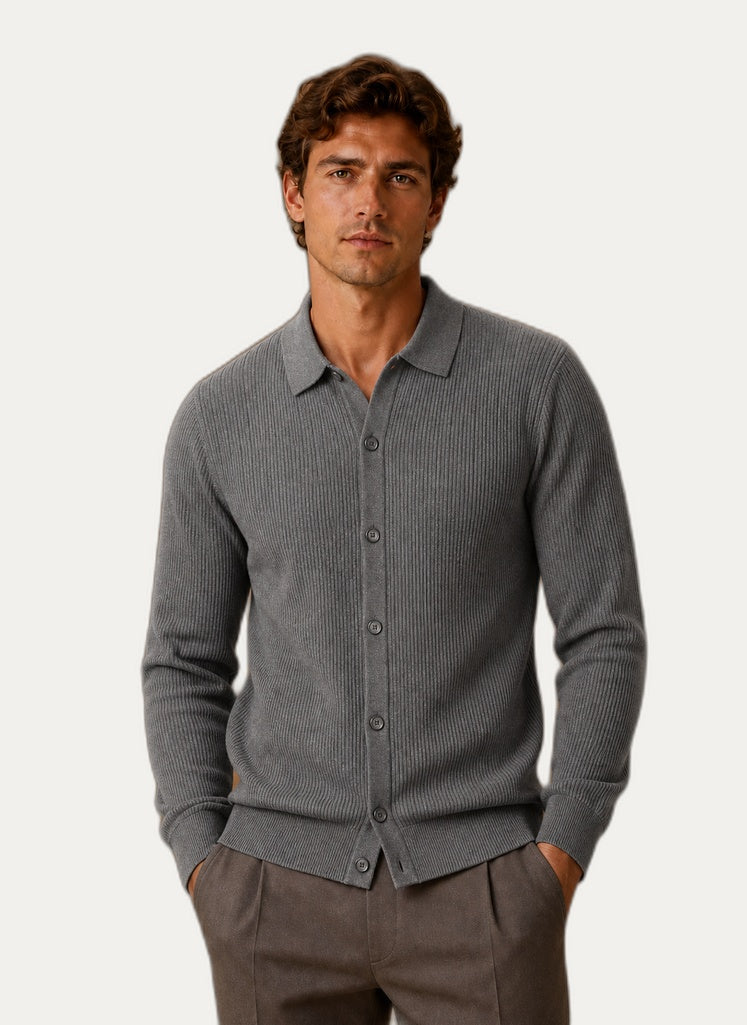 Cardigan pour homme à manches longues - Fermeture à boutons et col en V