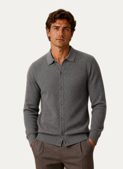 Cardigan pour homme à manches longues - Fermeture à boutons et col en V