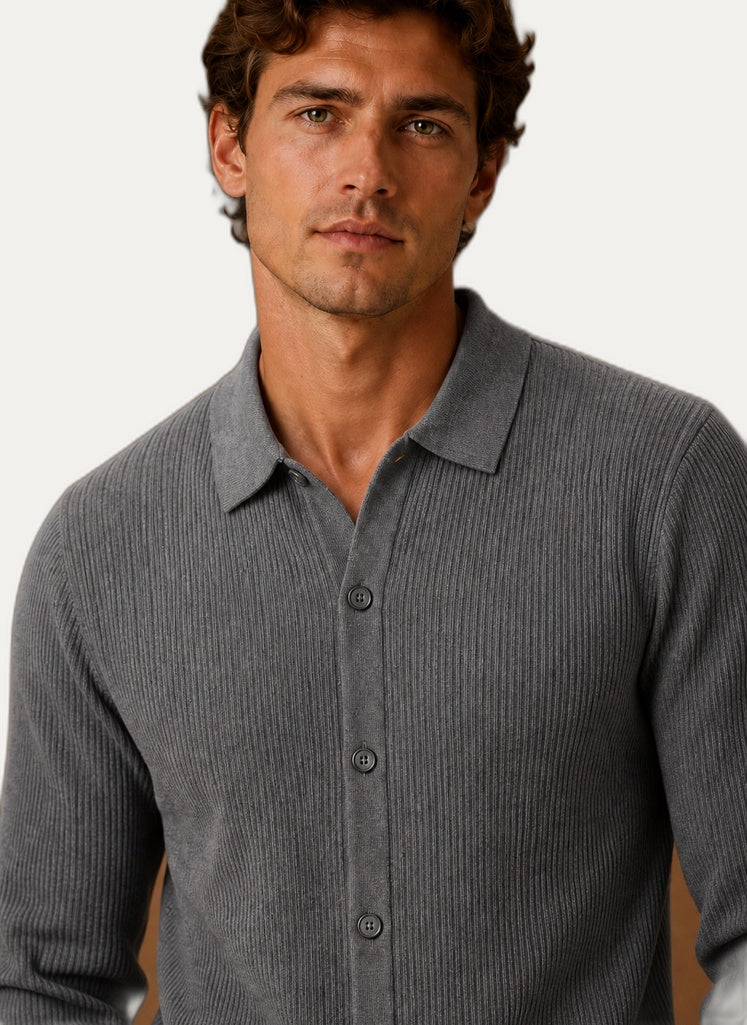 Cardigan pour homme à manches longues - Fermeture à boutons et col en V