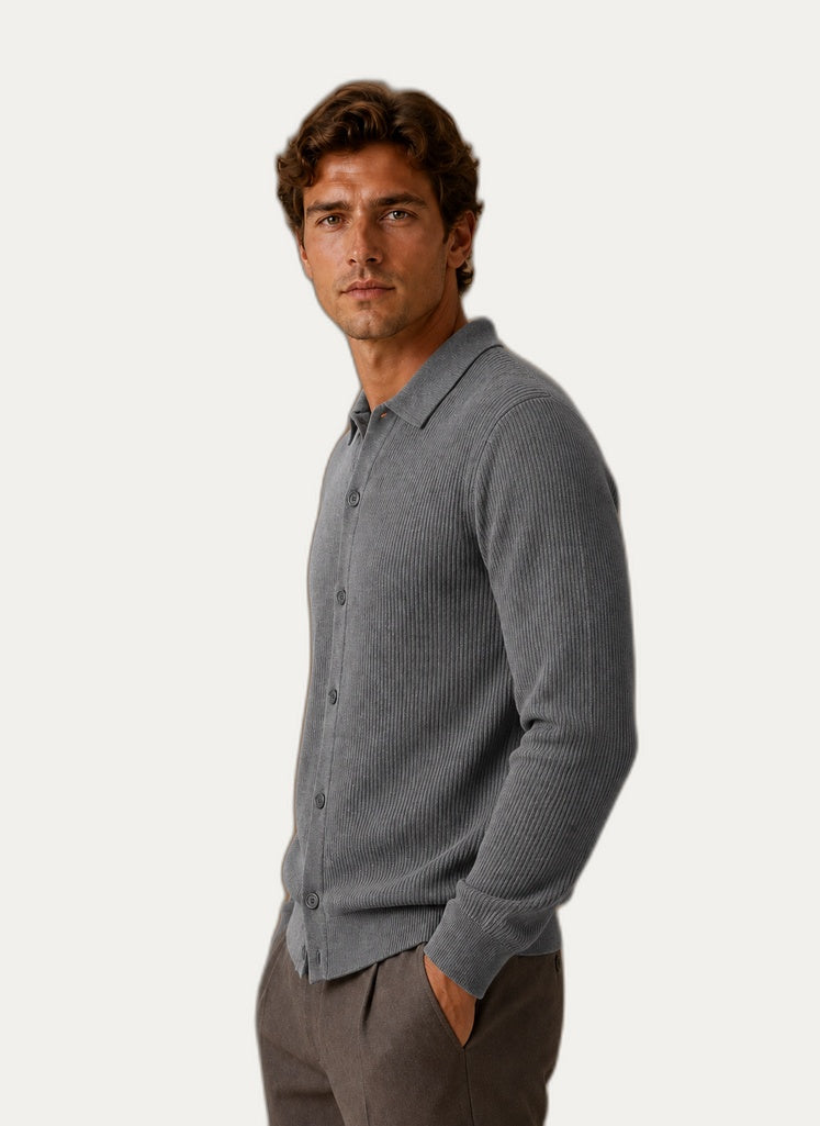 Cardigan pour homme à manches longues - Fermeture à boutons et col en V