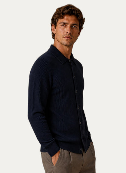 Cardigan pour homme à manches longues - Fermeture à boutons et col en V