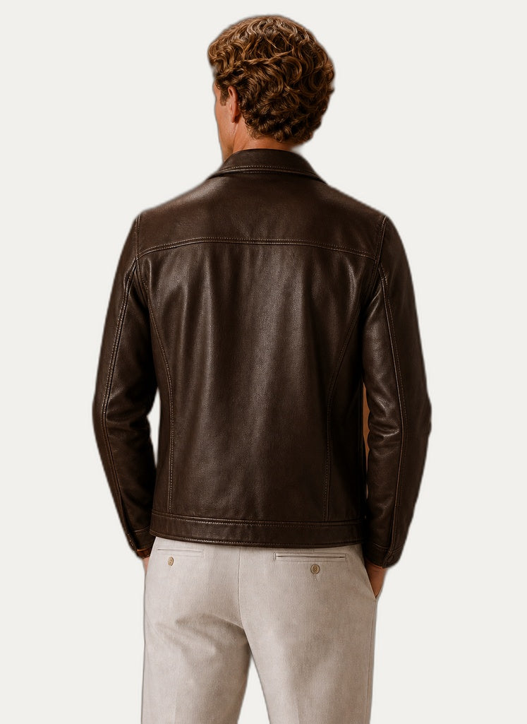 Veste en cuir look classique avec fermeture zip