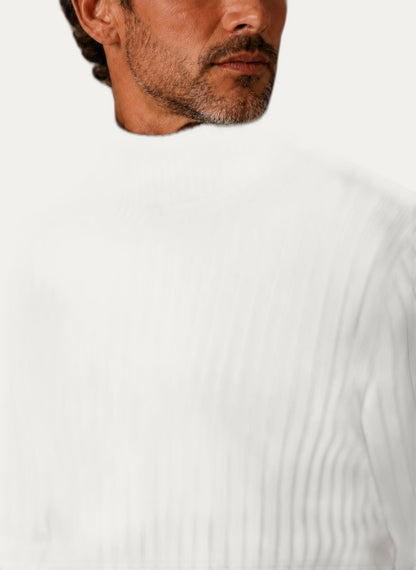 Pull à Col Roulé Côtelé Homme - Coupe Ajustée & Confort Extensible