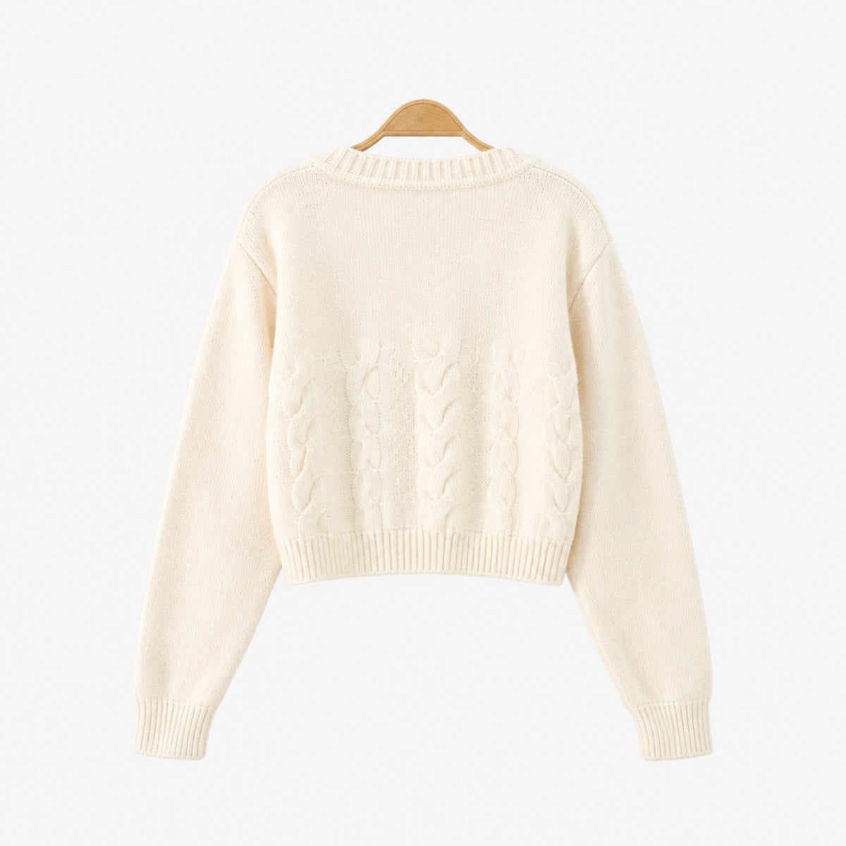 Gilet court torsadé femme beige – vue de dos