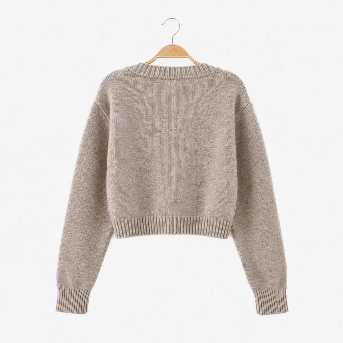 Gilet court torsadé femme beige sable – vue de dos