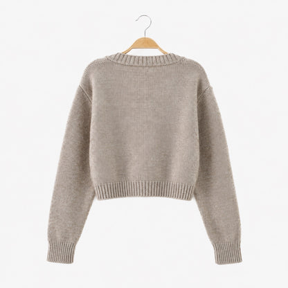 Gilet court torsadé femme beige sable – vue de dos