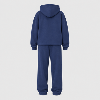 Ensemble hoodie oversize et jogging femme bleu, vue de dos