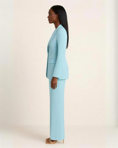 Tailleur Femme 2 Pièces Blazer Cintré & Pantalon Droit, coloris Bleu clair
