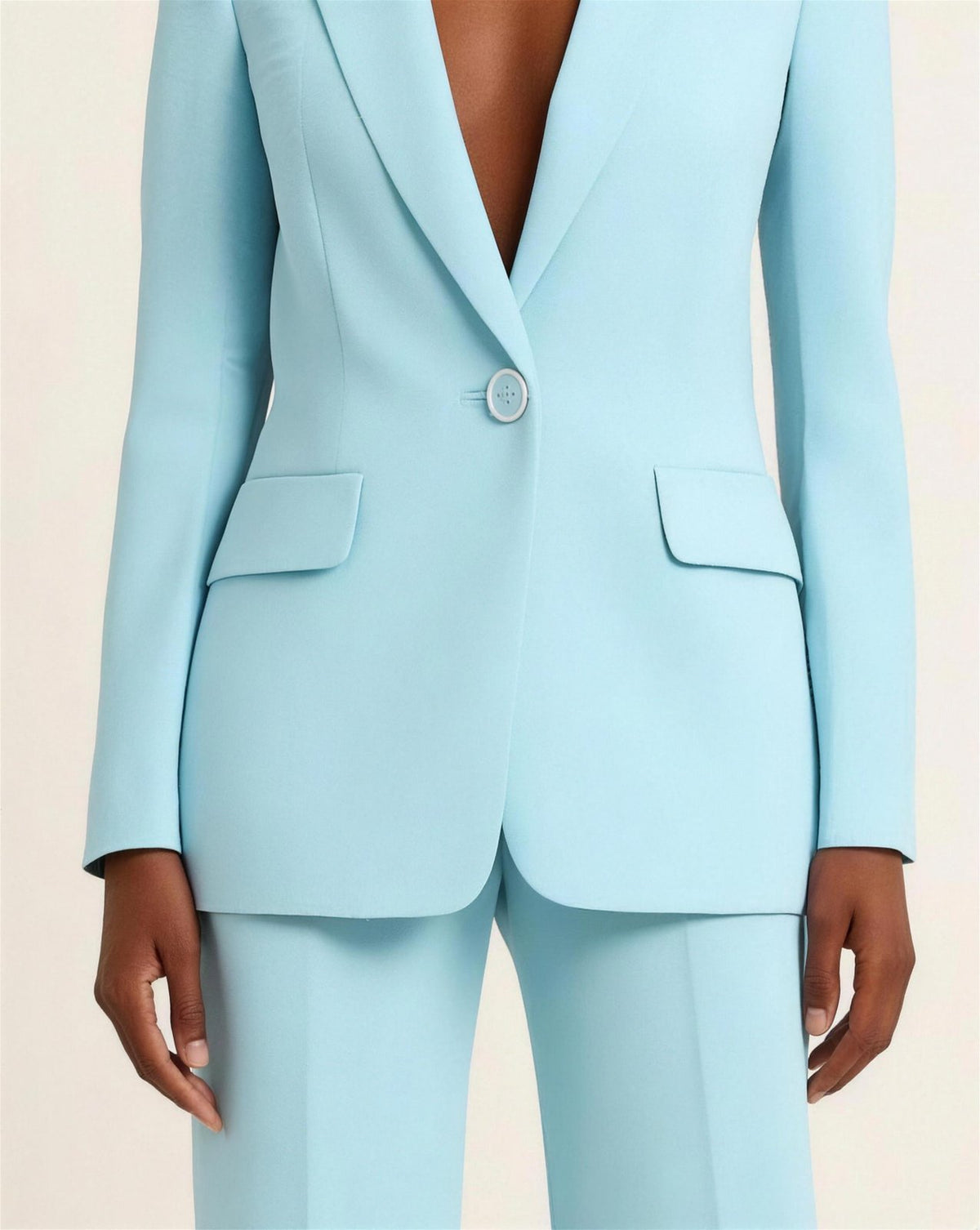 Tailleur Femme 2 Pièces Blazer Cintré & Pantalon Droit, coloris Bleu clair