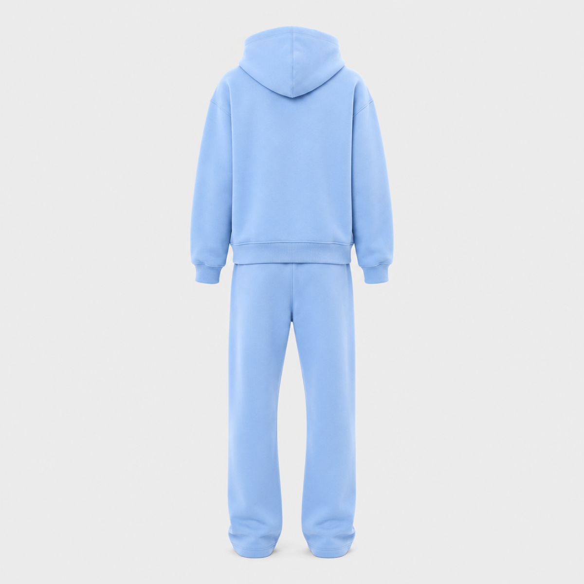 Ensemble hoodie oversize et jogging femme bleu clair, vue de dos