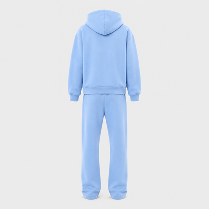 Ensemble hoodie oversize et jogging femme bleu clair, vue de dos