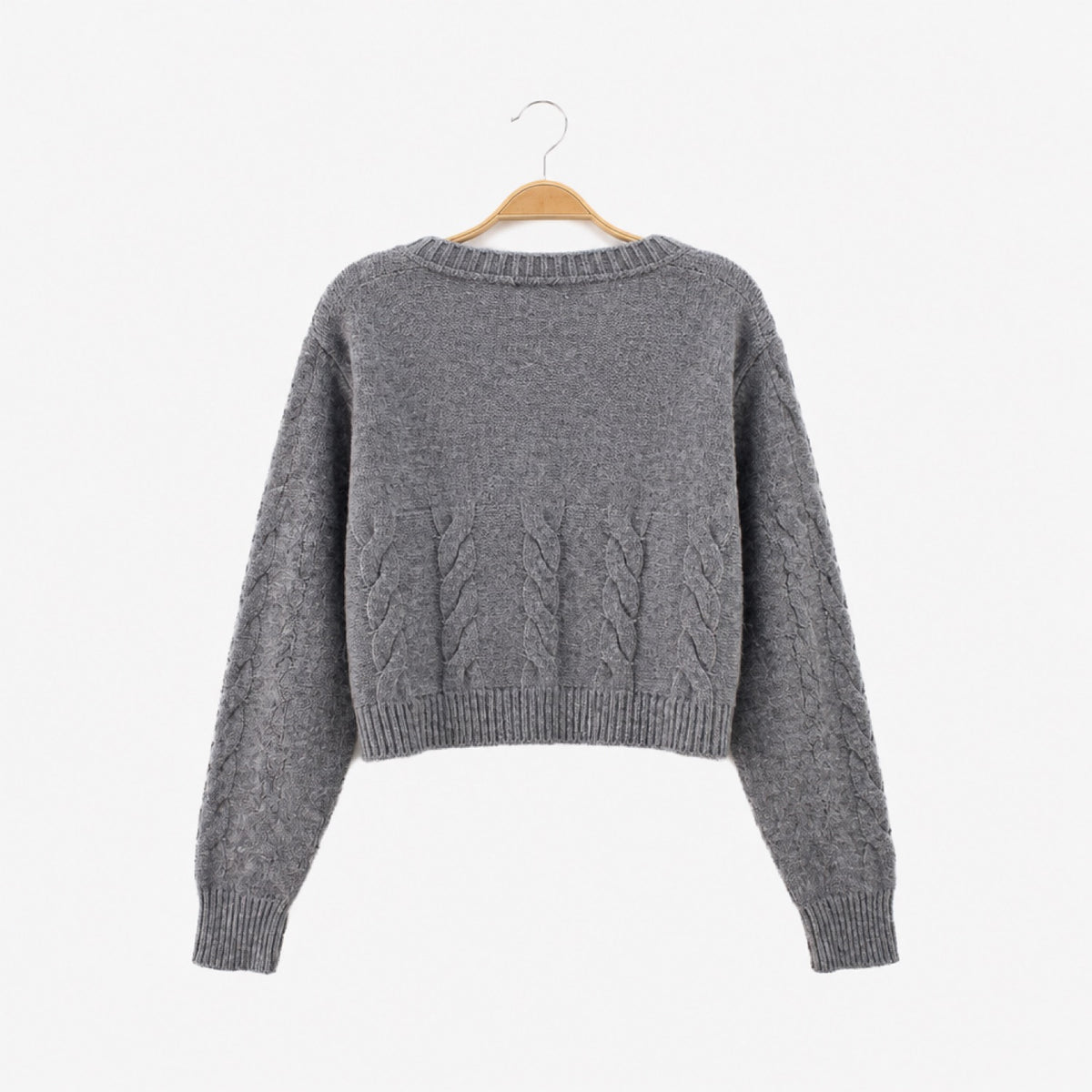 Gilet court torsadé femme gris – vue de dos